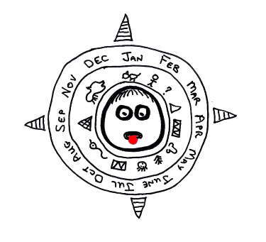 Aztec Calendar with stickman god