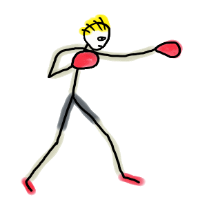 Boxing Stickman is a fun hand drawn design featuring a boxer with red gloves ready to face an opponent. The noble art - stick figure style!