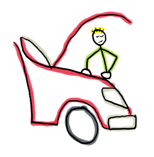 Car Mechanic Stickman is fixing the car. Hood up, hands on engine -a fun hand-drawn design for anyone who works on vehicle maintenance and repair.