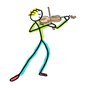 Fiddle Playing Stickman is a fun hand-drawn design showing a fiddler playing their instrument with style.