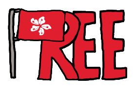 Hong Kong Independence design feature the word FREE with the 
