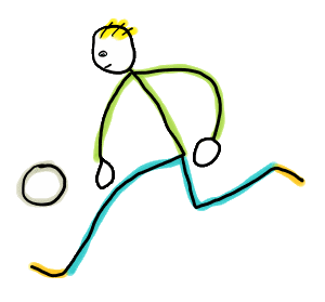 Gaelic Football Stickman is a hand-drawn design featuring a stick figure footballer running at high speed with the ball. For Gaelic Footballers with a sense of fun.