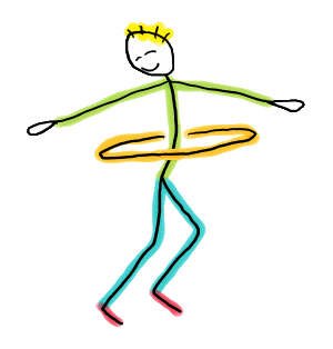 Hula Hooping design is a fun hand drawn stick figure swinging hoop around with some style.  For hula hoopers!