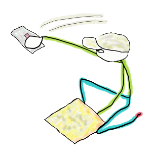 Plasterer Stickman is a fun hand-drawn design showing some plastering action. With hawk in one hand and trowel in the other, he is making a fine job of the work.
